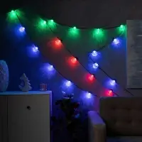 Умная гирлянда &laquo;Нить&raquo; 6 м с насадками &laquo;Рифленые шарики&raquo;, IP20, тёмная нить, 20 LED, свечение RGB, USB