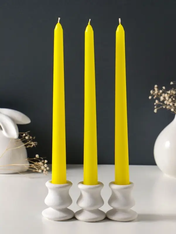 Набор свечей античных 25 см, 3 шт., 58 г, 7 ч, жёлтый