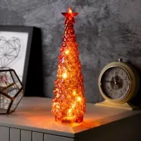 Светодиодная фигура &laquo;Ёлка красная&raquo;, 28&times;12 см, 10 LED, от батареек АААх2, свечение тёплое белое
