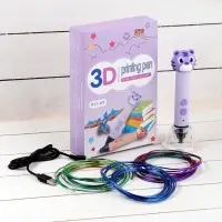 3D ручка Тигрёнок, работа с пластиком PLA, USB кабель питания, фиолетовая