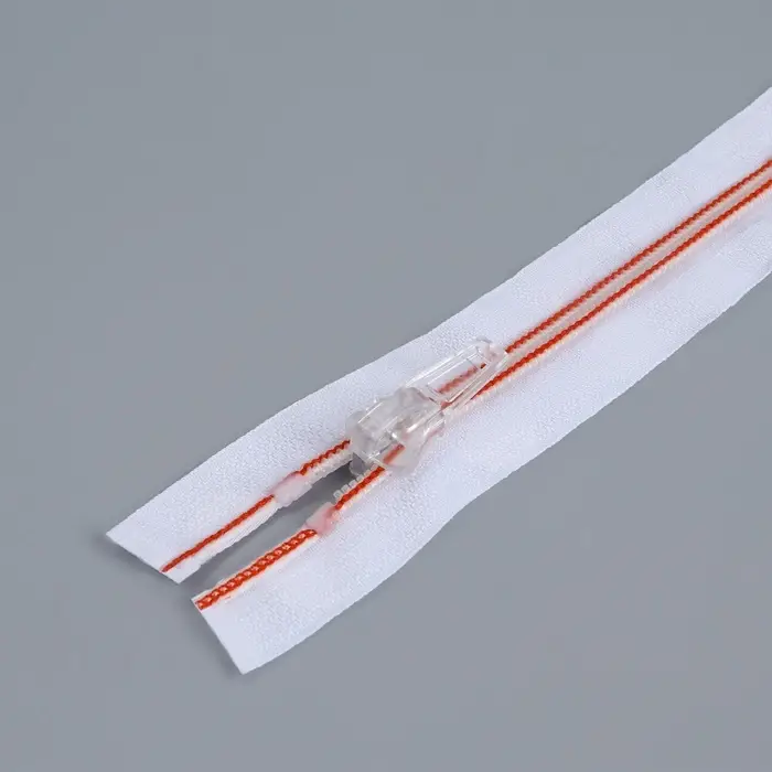 Молния «Спираль», №5, разъёмная, замок автомат, 60 см, белая, красная Молния «Спираль», №5, разъёмная, замок автомат, 60 см, белая, красная