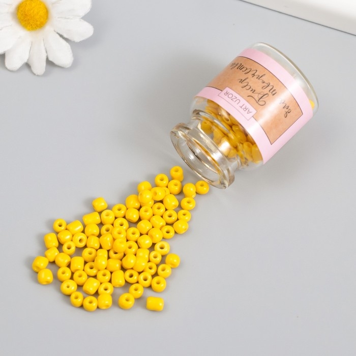 Бисер круглый 6/0 в бутылочке  Бисер круглый 6/0 в бутылочке "Яркий лимон" 2х20 гр набор 2 шт