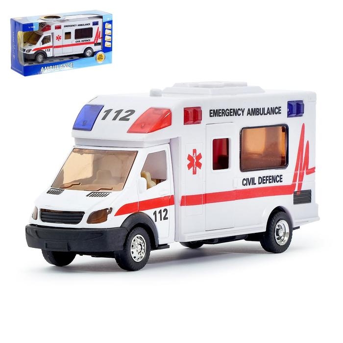 Машина металлическая «Скорая помощь», инерционная, световые и звуковые эффекты, масштаб 1:48 Машина металлическая «Скорая помощь», инерционная, световые и звуковые эффекты, масштаб 1:48