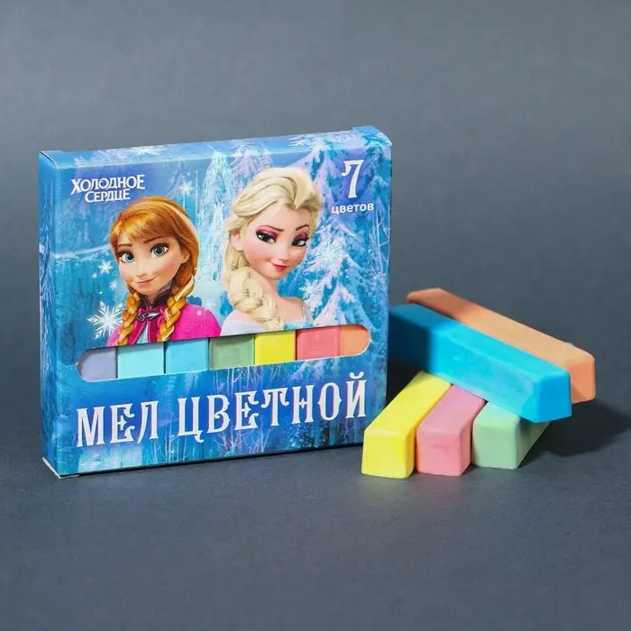 Мелки цветные школьные, набор 7 шт. «Эльза» «Холодное сердце», прямоугольные Мелки цветные школьные, набор 7 шт. «Эльза» «Холодное сердце», прямоугольные