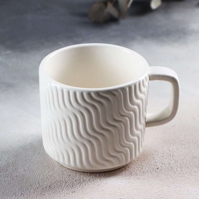 Кружка керамическая «Геометрия» белая, 260 мл, цвет белый Кружка керамическая «Геометрия» белая, 260 мл, цвет белый
