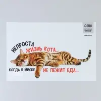 Коврик под миску &laquo;Не проста жизнь кота&raquo;, 43&times;28 см