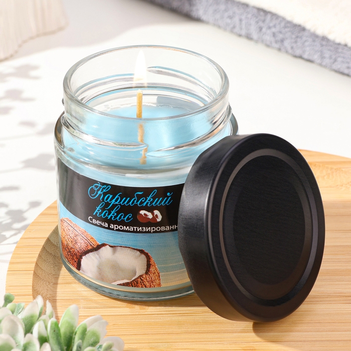 Свеча в банке ароматическая Свеча в банке ароматическая "Карибский кокос", 25 ч