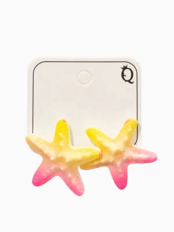 Серьги пластик &laquo;Морская звезда&raquo;, жёлтый, розовый