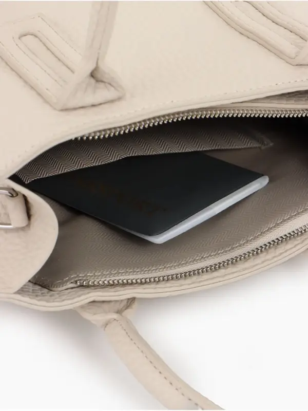 Сумка женская тоут TEXTURA на молнии, 29&times;10&times;25 см, однотонная, молочная