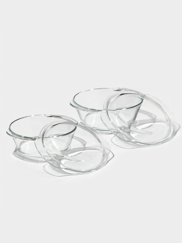 Набор кастрюль из жаропрочного стекла для запекания Доляна «Гратен», 2 предмета: 1 л, 1,5 л, с крышками Набор кастрюль из жаропрочного стекла для запекания Доляна «Гратен», 2 предмета: 1 л, 1,5 л, с крышками