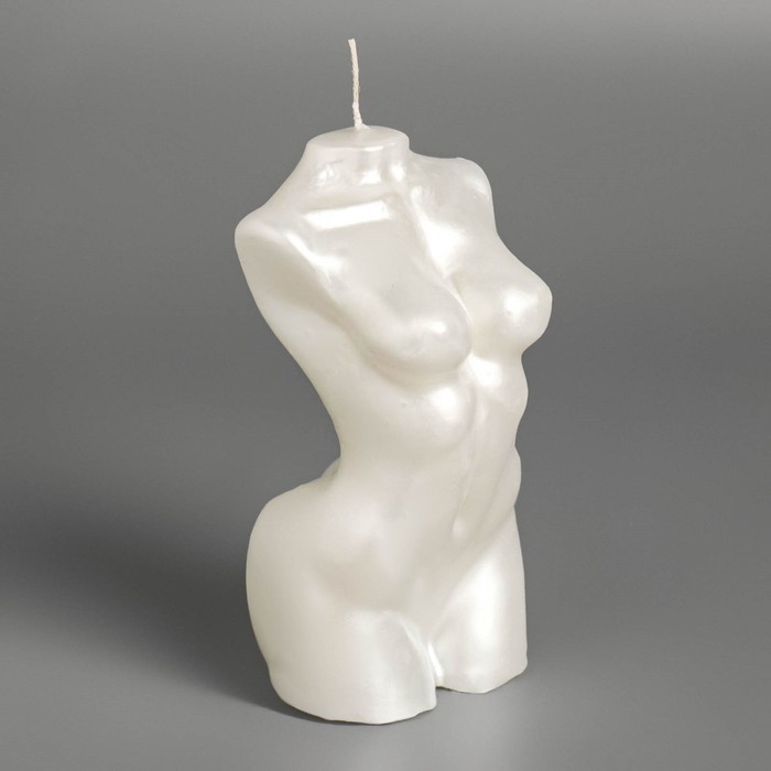 Свеча фигурная лакированная  Свеча фигурная лакированная "Женский силуэт", 10 см, жемчужная