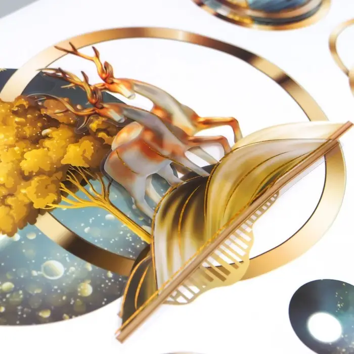 Наклейка пластик интерьерная 3D  Наклейка пластик интерьерная 3D "Лесной олень" 52х35 см