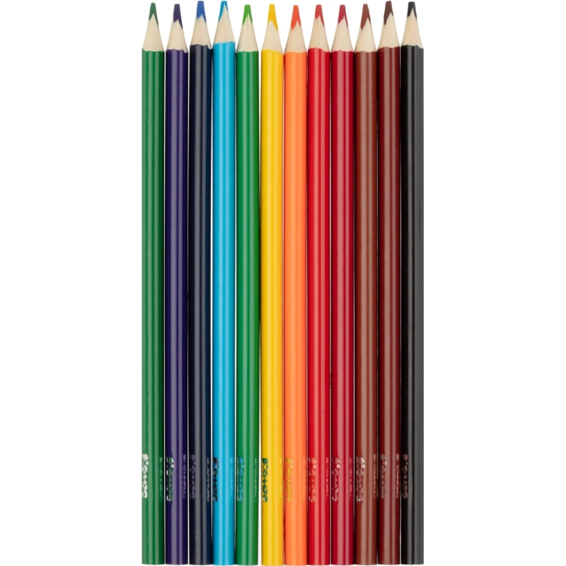 Карандаши цветные 12 цв/наб, 3-гранные Комус Класс Максики классические