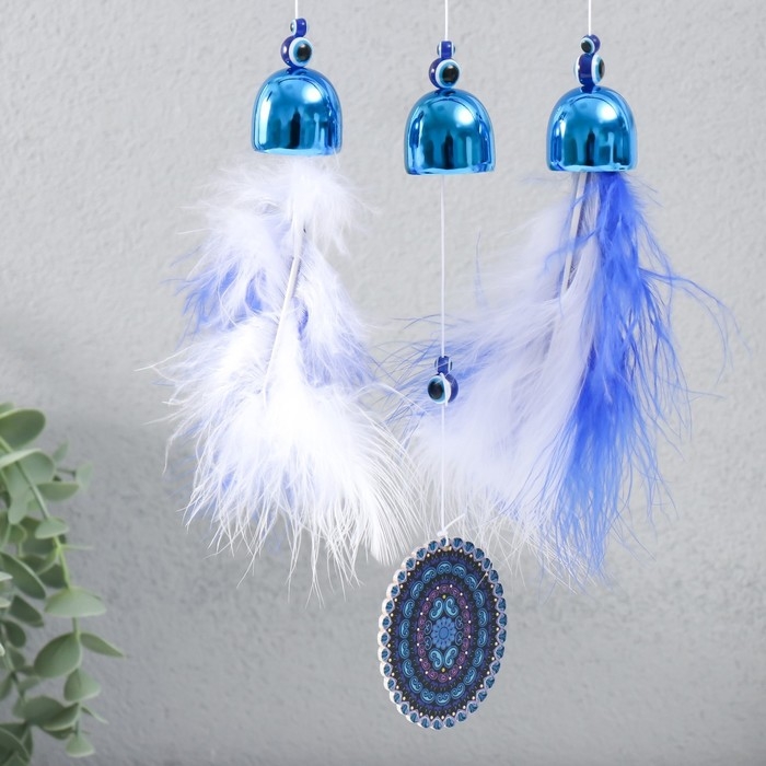 Музыка ветра пластик, металл Музыка ветра пластик, металл "Слоник в круге с перьями" 3 колокольчика h=38 см