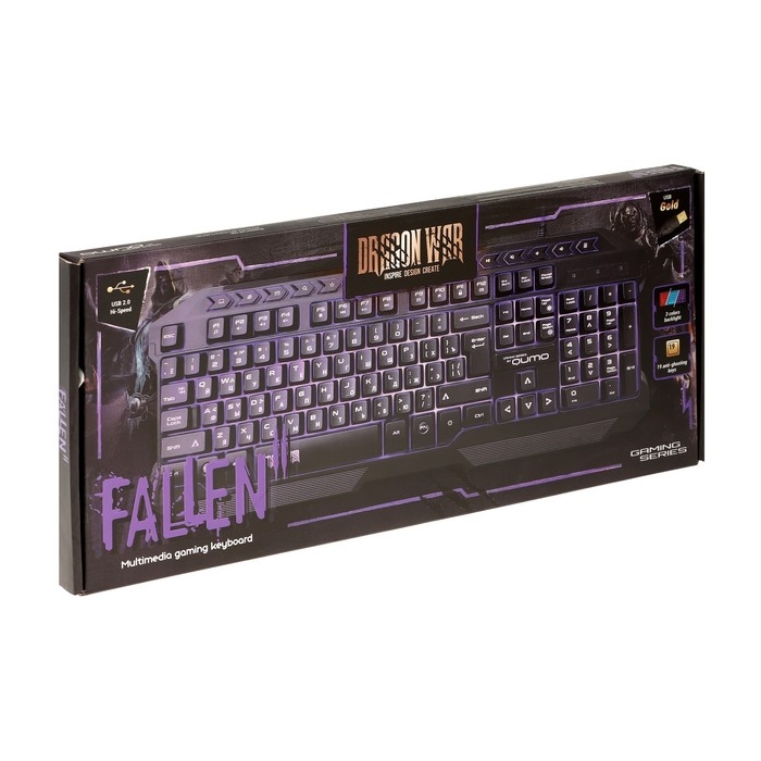 Клавиатура Qumo Fallen 2 K56, игровая, проводная,мембранная, 114 клавиш, USB, подсв, чёрная Клавиатура Qumo Fallen 2 K56, игровая, проводная,мембранная, 114 клавиш, USB, подсв, чёрная