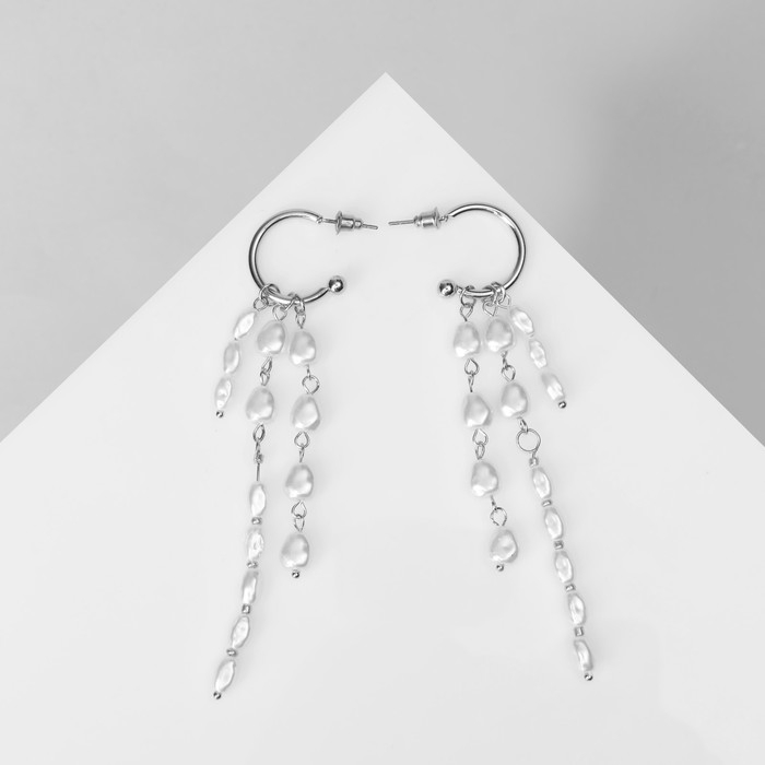 Серьги с жемчугом «Артемида» нити, цвет белый в серебре Серьги с жемчугом «Артемида» нити, цвет белый в серебре