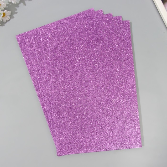 Набор глиттерного фоамирана (5 листов) 2 мм 20х30 см, сиреневый Набор глиттерного фоамирана (5 листов) 2 мм 20х30 см, сиреневый