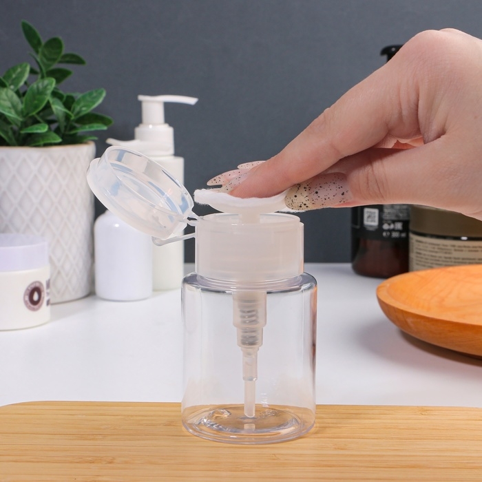 Флакон с помпой, 100 мл, цвет белый/прозрачный Флакон с помпой, 100 мл, цвет белый/прозрачный