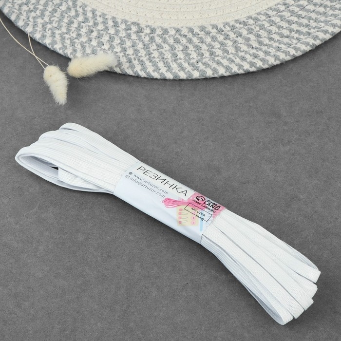 Резинка вязаная, 8 мм, 10 ± 0,5 м, цвет белый Резинка вязаная, 8 мм, 10 ± 0,5 м, цвет белый