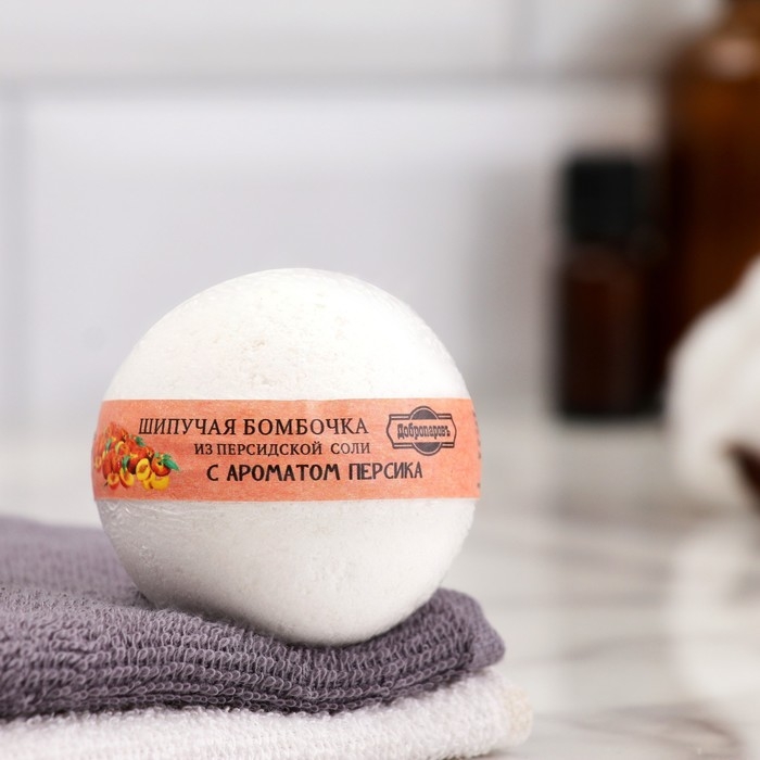 Бомбочка для ванны из персидской соли Бомбочка для ванны из персидской соли "Добропаровъ" с ароматом персика, 110 г