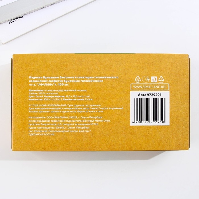 Салфетки бумажные в коробке «Новый год! Зимний уют», 100 шт, двухслойные