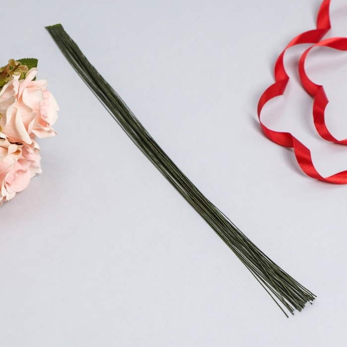 Флористическая проволока в бумажной оплётке  Флористическая проволока в бумажной оплётке "Зелёная", длина 36 см, 0,3 мм, набор 20 шт