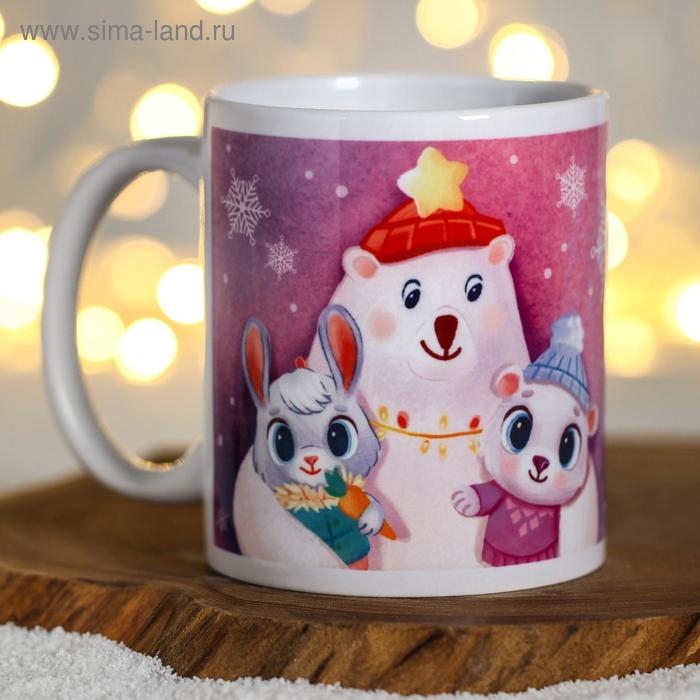 Кружка новогодняя, сублимация Кружка новогодняя, сублимация "Пусть зима будет тёплой" зверята