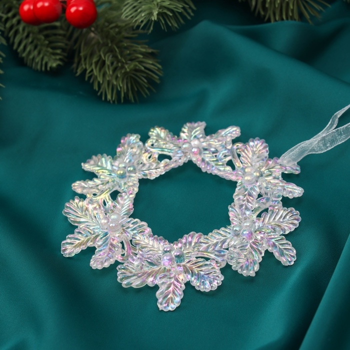 Ёлочная игрушка «Зимнее волшебство. Венок перелив» пластик, 10,5х10,5 см, прозрачный