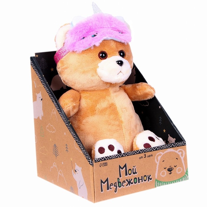 Мягкая игрушка «Мишка», 23 × 15 см, в маске для сна Мягкая игрушка «Мишка», 23 × 15 см, в маске для сна