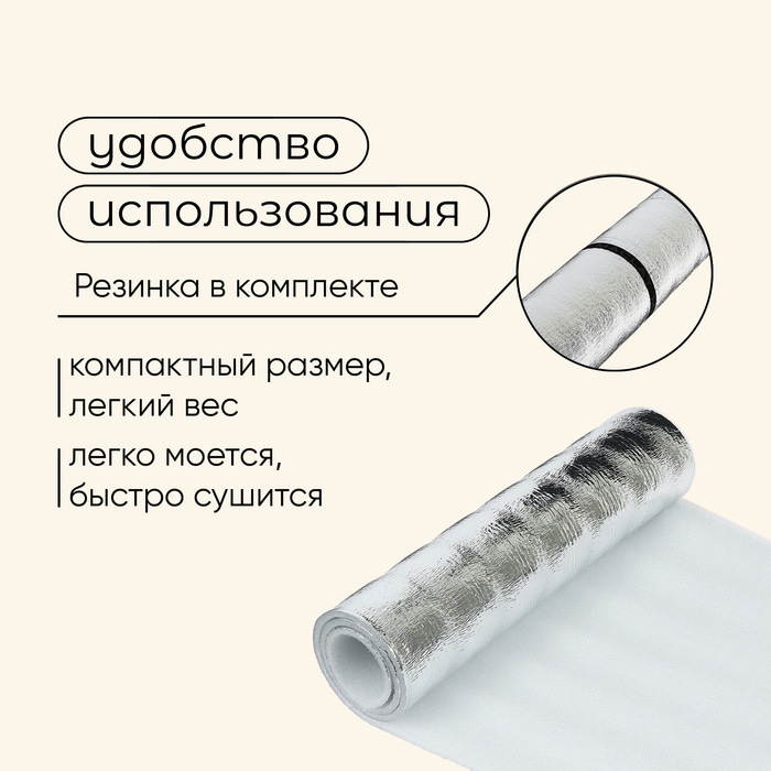 Коврик туристический maclay, с фольгой, 180х50х1 см, цвет белый Коврик туристический maclay, с фольгой, 180х50х1 см, цвет белый