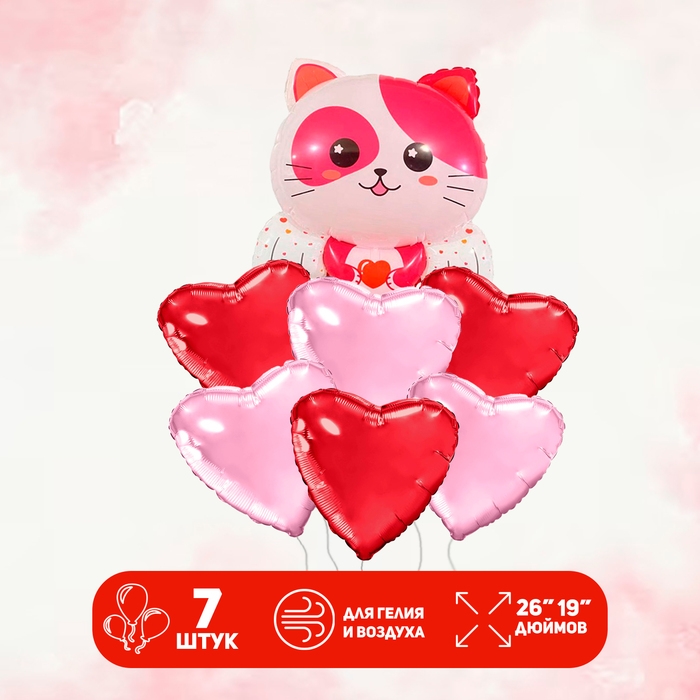 Набор фольгированных шаров &laquo;Кот с крыльями&raquo;, 7 шт.