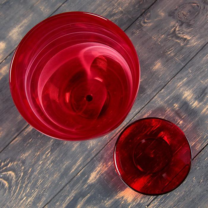 Горшок цветочный с поддоном  №4, алебастр, рубин, 2 л Горшок цветочный с поддоном  №4, алебастр, рубин, 2 л