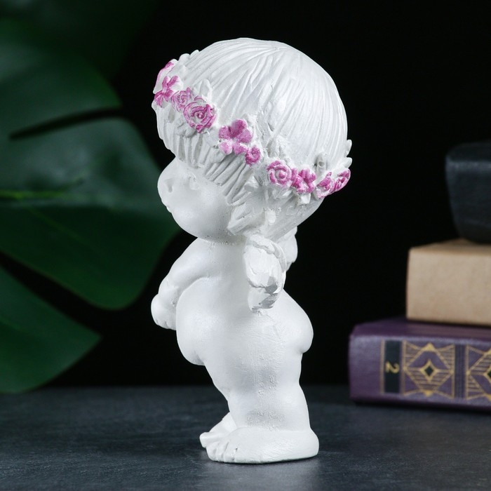 Фигура Фигура "Ангел в венке" перламутр, 14х9х6см