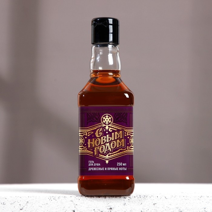 Гель для душа во флаконе виски, 250 мл, аромат древесный с пряными нотами, Новый Год Гель для душа во флаконе виски, 250 мл, аромат древесный с пряными нотами, Новый Год