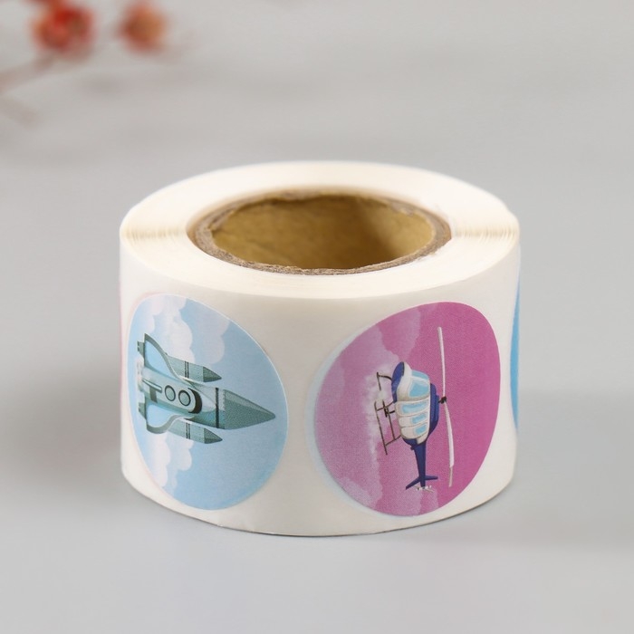 Наклейка бумага Наклейка бумага "Авиация" d=2,5 см 252 шт в рулоне