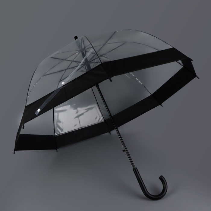 Зонт - трость полуавтоматический «Кант», 8 спиц, R = 43/60 см, D = 120 см, цвет чёрный/прозрачный Зонт - трость полуавтоматический «Кант», 8 спиц, R = 43/60 см, D = 120 см, цвет чёрный/прозрачный