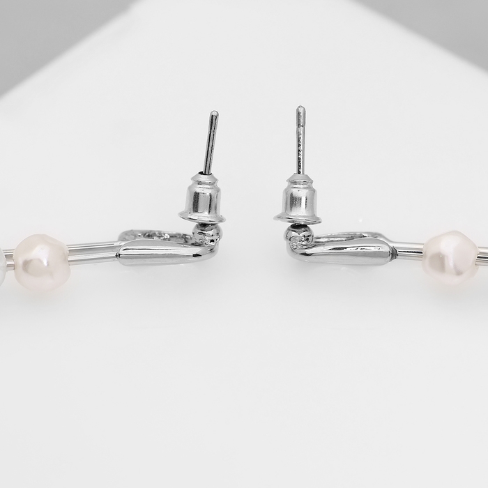 Серьги с жемчугом «Бусина» союз, булавка, цвет серебро Серьги с жемчугом «Бусина» союз, булавка, цвет серебро