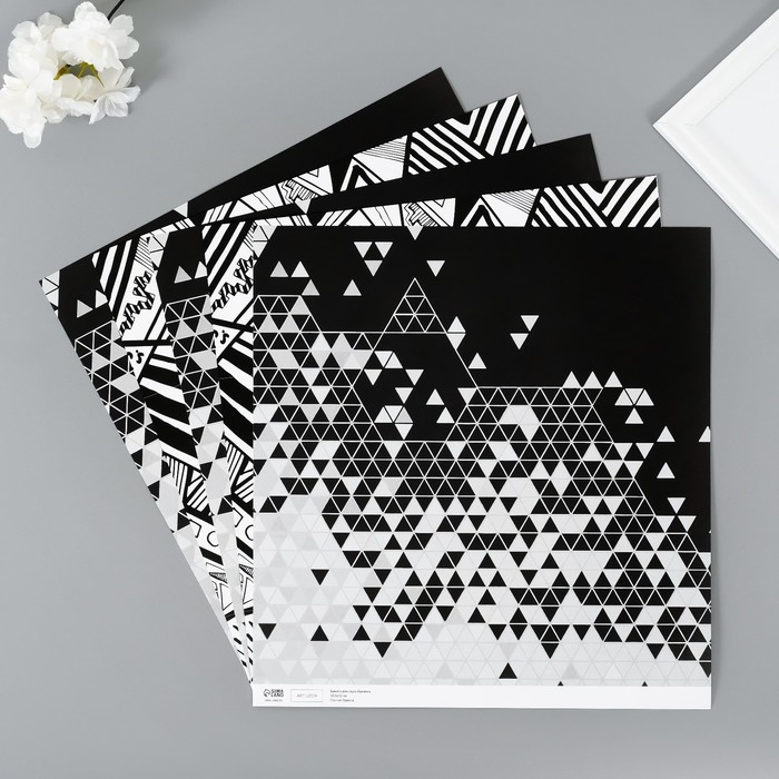 Бумага для скрапбукинга двусторонняя Бумага для скрапбукинга двусторонняя "Стиль" плотность 180 гр набор 5 шт 30,5х32 см