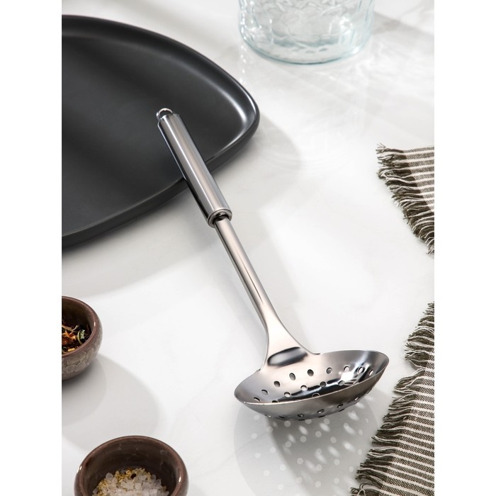 Шумовка из нержавеющей стали Доляна «Металлик», h=31,5 см, цвет серебряный Шумовка из нержавеющей стали Доляна «Металлик», h=31,5 см, цвет серебряный
