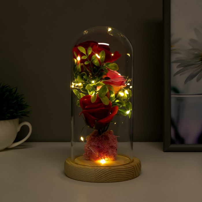 Ночник-колба Ночник-колба "Три розы" LED от батареек 3хААА 11х11х21,5 см RISALUX