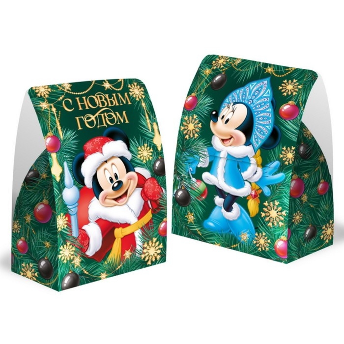 Коробка подарочная складная Коробка подарочная складная "С Новым годом", 16x24x9 см, Микки Маус