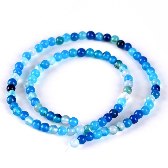 Бусины из натурального камня «Голубой агат» набор 90 шт., размер 1 шт. — 4 мм Бусины из натурального камня «Голубой агат» набор 90 шт., размер 1 шт. — 4 мм