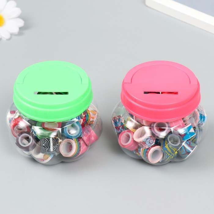 Клейкая лента пластик в банке (набор 40 шт) цвета МИКС, 1,2 смх2,8 м, 6,5х10х10 см Клейкая лента пластик в банке (набор 40 шт) цвета МИКС, 1,2 смх2,8 м, 6,5х10х10 см