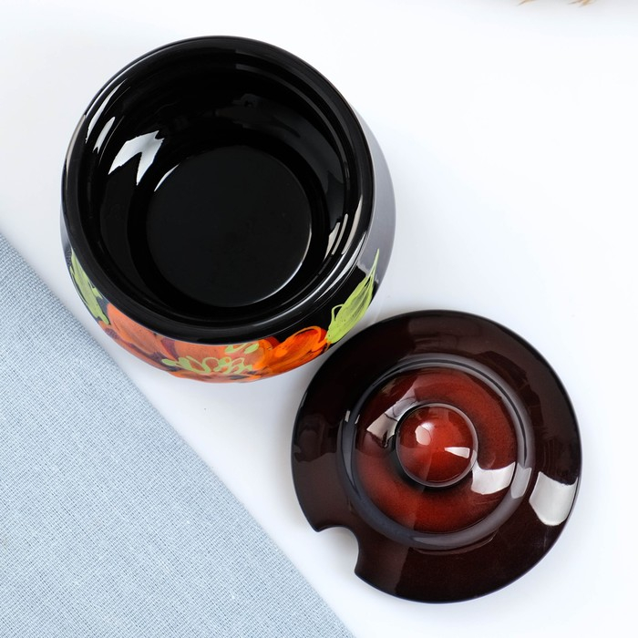 Сахарница  Сахарница "Псковская" 0,3л / 12х12,5см, мак на черном