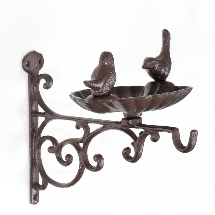 Крючок декоративный чугун подвесной с подставкой Крючок декоративный чугун подвесной с подставкой "Две птицы" 14,5х28х21 см