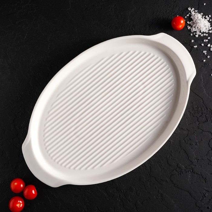 Блюдо фарфоровое для запекания Magistro «Бланш», 33×21×2,5 см, цвет белый Блюдо фарфоровое для запекания Magistro «Бланш», 33×21×2,5 см, цвет белый