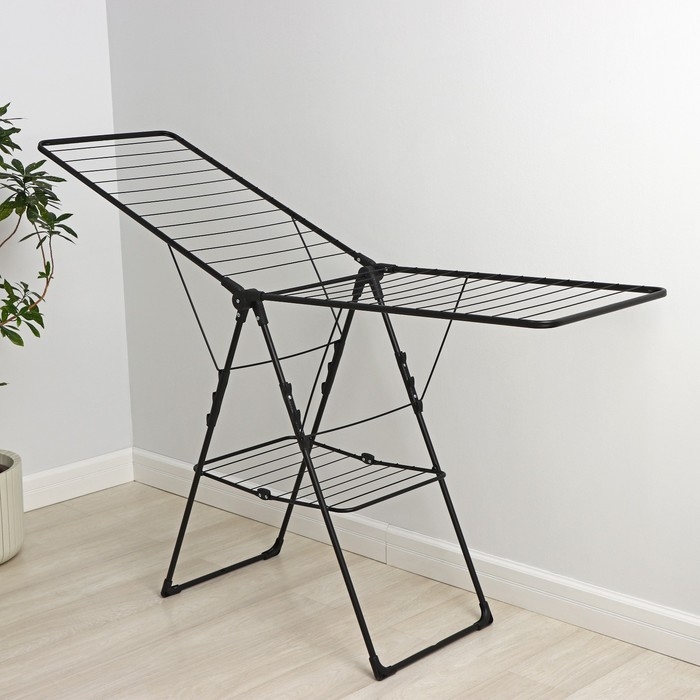 Сушилка для белья напольная двухуровневая, рабочая длина 21 м, цвет чёрный Сушилка для белья напольная двухуровневая, рабочая длина 21 м, цвет чёрный