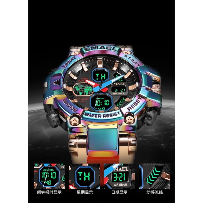 Часы наручные электронные, с будильником, d-5.5 см, ремешок l-25.5 см, 5 ATM, градиент Часы наручные электронные, с будильником, d-5.5 см, ремешок l-25.5 см, 5 ATM, градиент