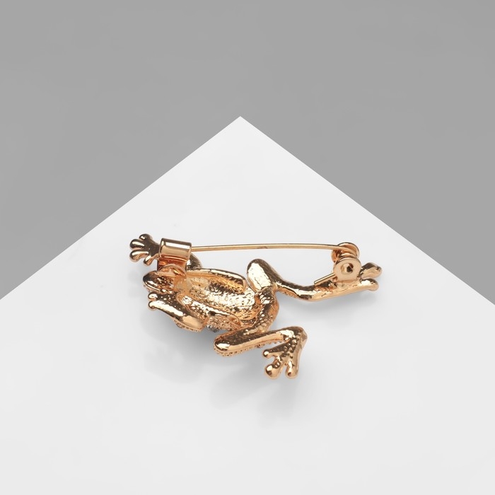 Брошь «Лягушка» классическая, цвет белый в золоте Брошь «Лягушка» классическая, цвет белый в золоте
