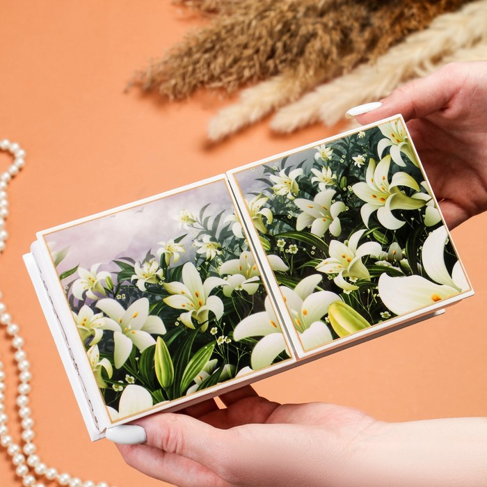 Шкатулка двойная, белая, лаковая миниатюра Шкатулка двойная, белая, лаковая миниатюра